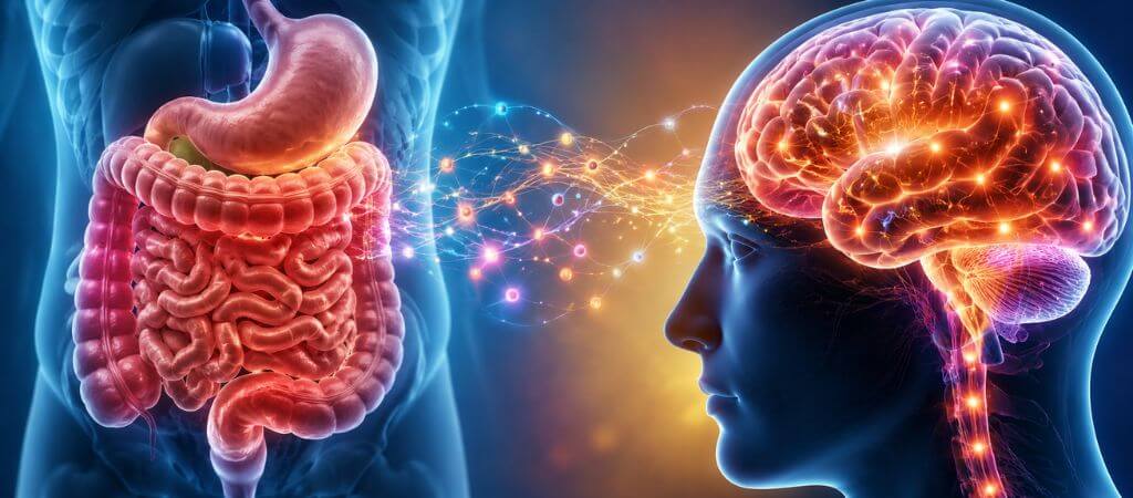 Gut health and brain function illustration